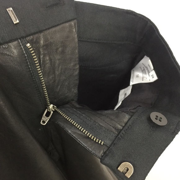Helmut Lang Leather Panel Skinny Jeans Black 24 - Picture 15 of 16